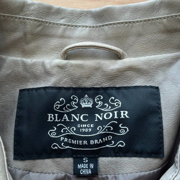 Blanc Noir Faux Leather Tan Brown Moto Jacket Asymmetric Front Zip Small - Picture 6 of 12